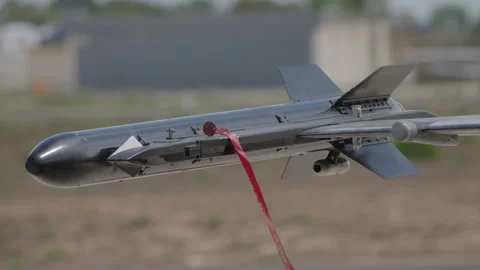 In flight refueling probe with streamer Stock Footage 334985951