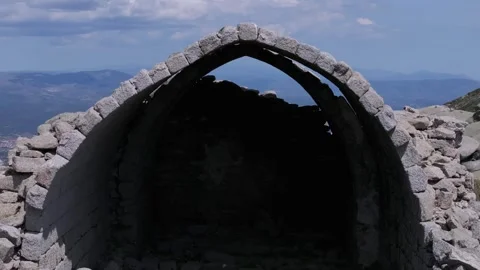 Flight in retreat and ascent in the Gothic hermitage of San Pedro, 14th Stock Footage 276199686