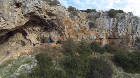 Flight on the rock wall  Stock Footage 72365282