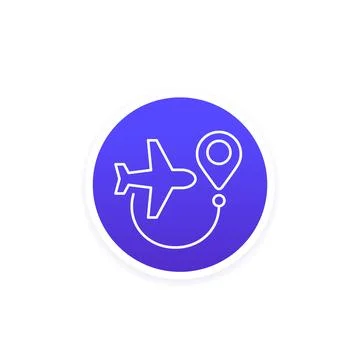 Flight route line icon, vector Stock Illustration