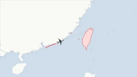 Flight route map animation Hong Kong to Taipei, flat world map Stock Footage 348531561