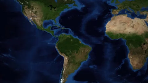 Flight Route Map Connecting Los Angeles and Lagos Across the Atlantic Stock Footage 335909105