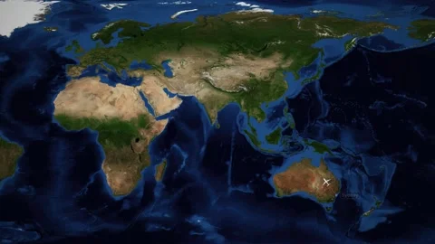Flight Route Map from Sydney Australia to Manchester United Kingdom Stock Footage 335682339
