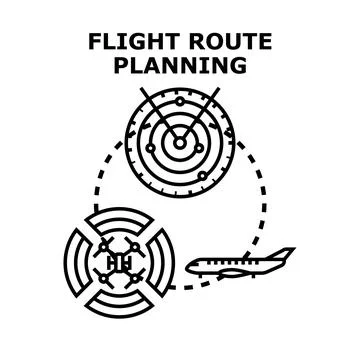 Flight route planning concept analyzing radar data Stock Illustration