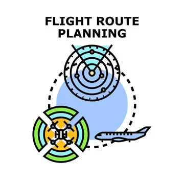 Flight route planning concept analyzing radar data Stock Illustration