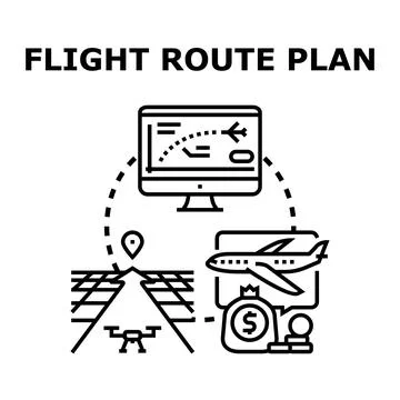 Flight route planning modern aviation technology concept Stock Illustration