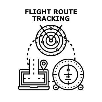 Flight route tracking navigation concept for aviation safety Stock Illustration
