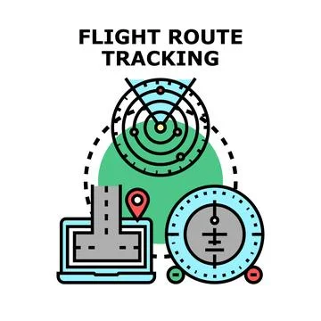Flight route tracking navigation concept for aviation safety Stock Illustration