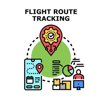 Flight route tracking vector concept applying delivery logistics Stock Illustration
