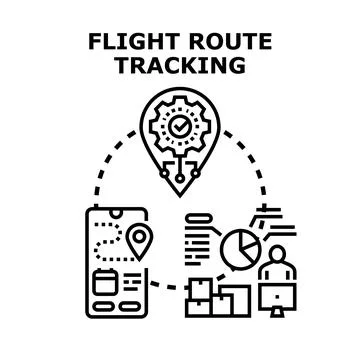 Flight route tracking vector concept applying delivery logistics Stock Illustration