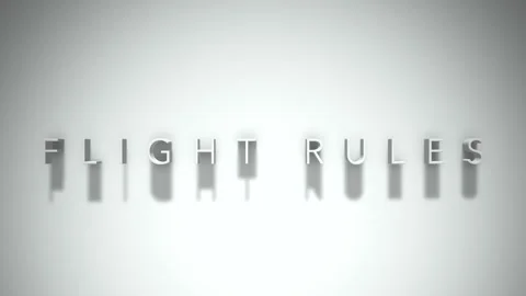 Flight rules 3D title animation white text on a white background Stock Footage 298898445