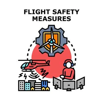 Flight safety measures ensuring secure air transport control Ilustración de archivo