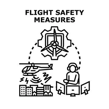 Flight safety measures ensuring secure air transport control Ilustración de archivo