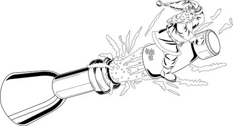 Flight of Santa Claus Stock Illustration