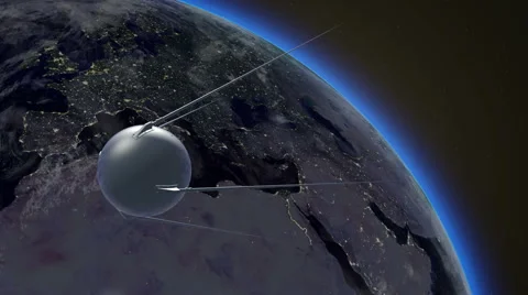 Flight of satellite Sputnik Stock Footage 40330898