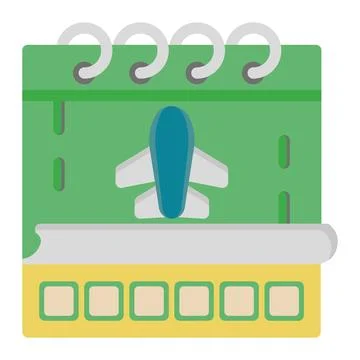 Flight schedule calendar icon in Flat Style. Color Fill Stock Illustration