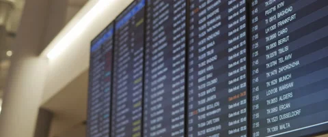 Flight schedule timetable with flight information changing in airport termina Stock Footage 130320709