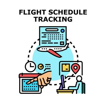 Flight schedule tracking and delivery logistics concept Stock Illustration