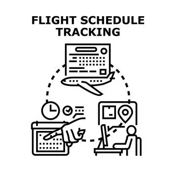 Flight schedule tracking and delivery logistics concept Stock Illustration