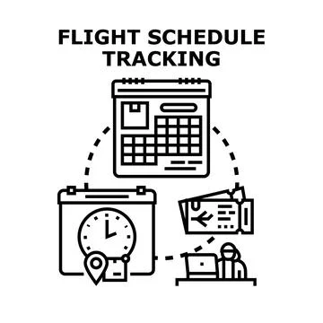 Flight schedule tracking and management concept Illustrazione stock