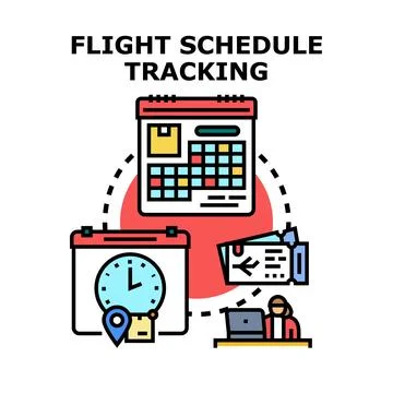 Flight schedule tracking and management concept Stock Illustration