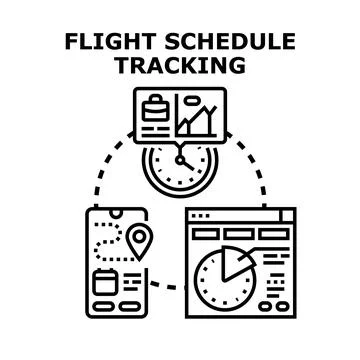Flight schedule tracking application for efficient travel Stock Illustration