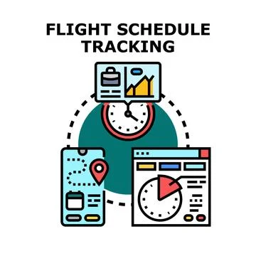 Flight schedule tracking application for efficient travel Stock Illustration