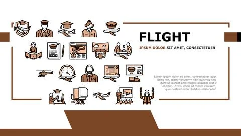 Flight School Educate Landing Header Vector Stock Illustration