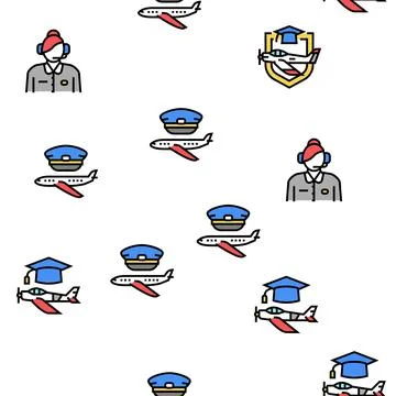 Flight School Educate Vector Seamless Pattern Stock Illustration