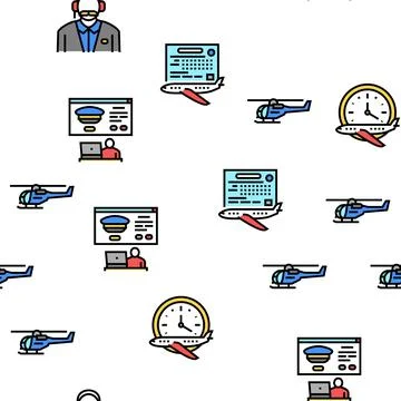 Flight School Educate Vector Seamless Pattern Stock Illustration