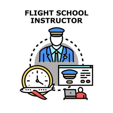 Flight school instructor giving aviation education concept Illustrazione stock