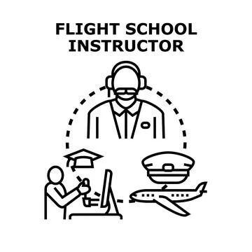 Flight school instructor professional career path concept Illustration