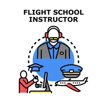 Flight school instructor professional career path concept Illustrazione stock