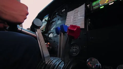 Flight School Training Showing Throttle And Mixture Levers Stock Footage 332189496