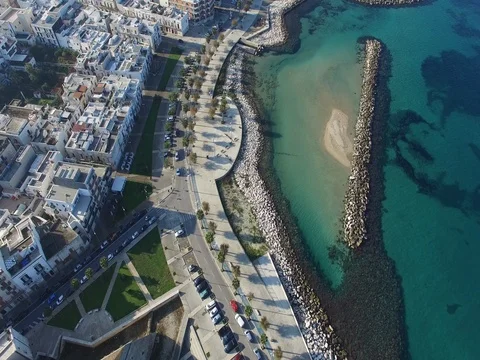 Flight on the seafront of a small town in Apulia Stock Footage 72454053