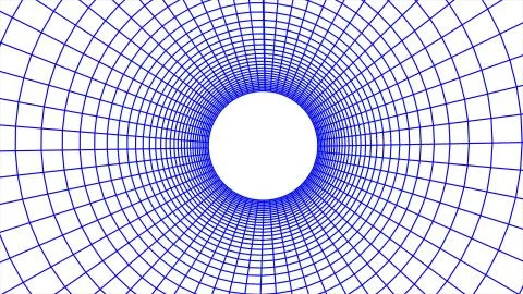 Flight seamless grid net polygonal wireframe abstract retro tunnel drawing Stock Illustration