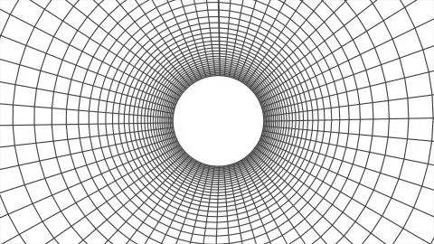 Flight seamless grid net polygonal wireframe abstract retro tunnel drawing Stock Illustration