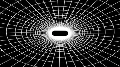 Flight seamless grid net polygonal wireframe abstract retro tunnel drawing Stock Illustration