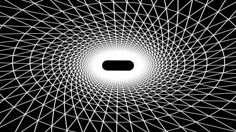 Flight seamless grid net polygonal wireframe abstract retro tunnel drawing Stock Illustration