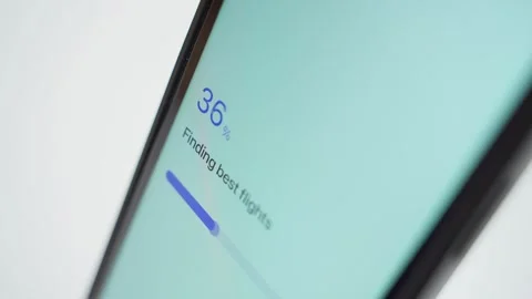 Flight search app searching for flights and showing no flights found message on 스톡 동영상 342810855