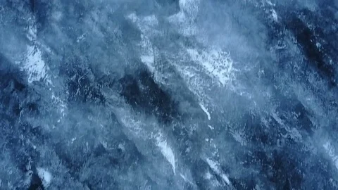 Flight shot over river covered with ice and snow Stock Footage 72997403