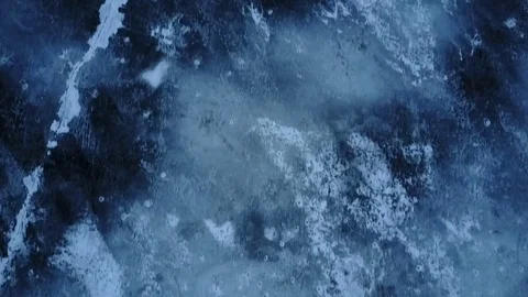 Flight shot over river covered with ice and snow Stock Footage 72997420