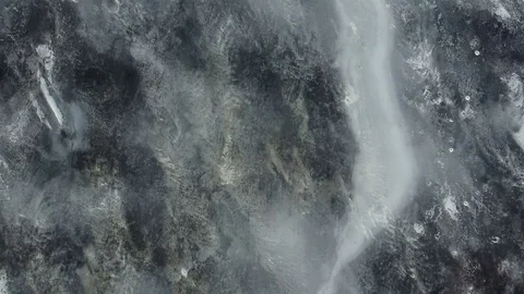 Flight shot over river covered with ice and snow Stock Footage 73007885