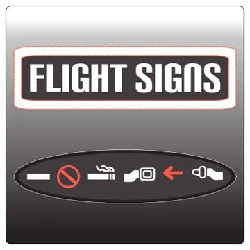Flight signs inside an airplane Stock Illustration