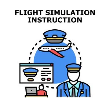 Flight simulation instruction for future airline pilots Stock Illustration