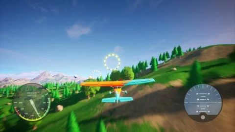 Flight simulator 3d Video Game Imitation With HUD. 스톡 동영상 142671333