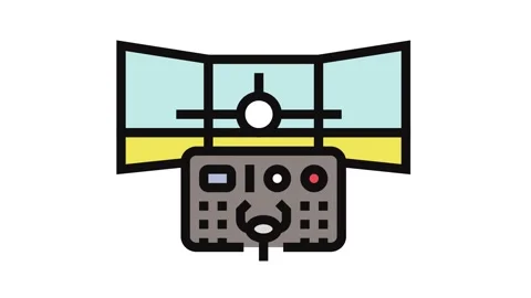 Flight simulator aeronautical engineer color icon animation Stock Footage 326096821