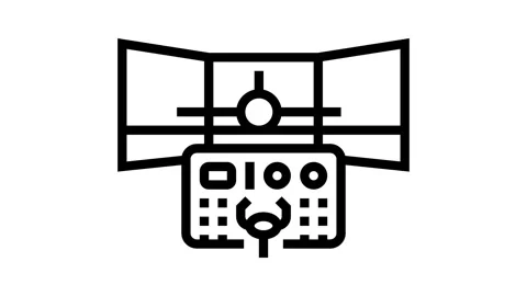 Flight simulator aeronautical engineer line icon animation Stock Footage 326133661