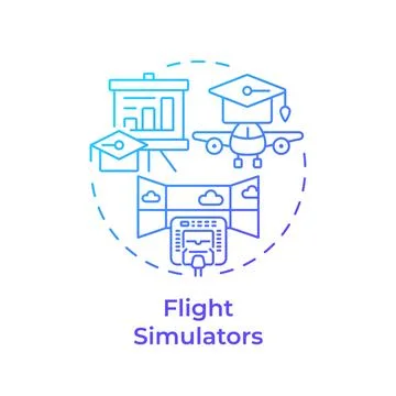 Flight simulators blue gradient concept icon Illustrazione stock