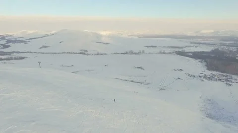 The flight to the skier standing at the summit. Stock Footage 59840454